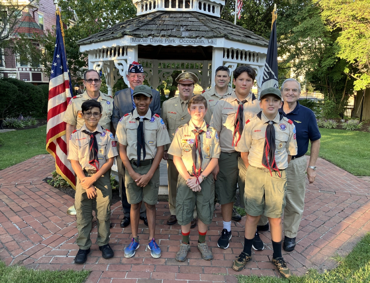 Troop 1352 at the Post's 2023 POE/MIA Reembrace Ceremony at Mamie Davis Park